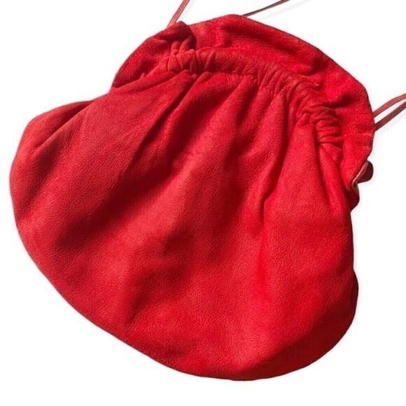 Vtg Gail Marcus NY Red Suede Pouch Bag 80s Clutch Crossbody Convertible Purse - Picture 5 of 15